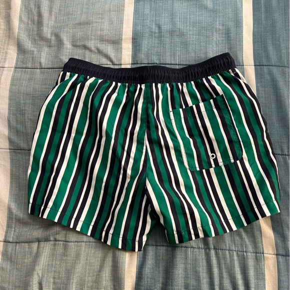Amazon striped swim trunks, men’s 34 green blue white - Picture 3 of 3